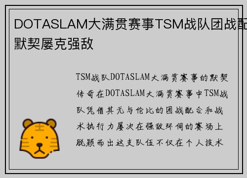 DOTASLAM大满贯赛事TSM战队团战配合默契屡克强敌
